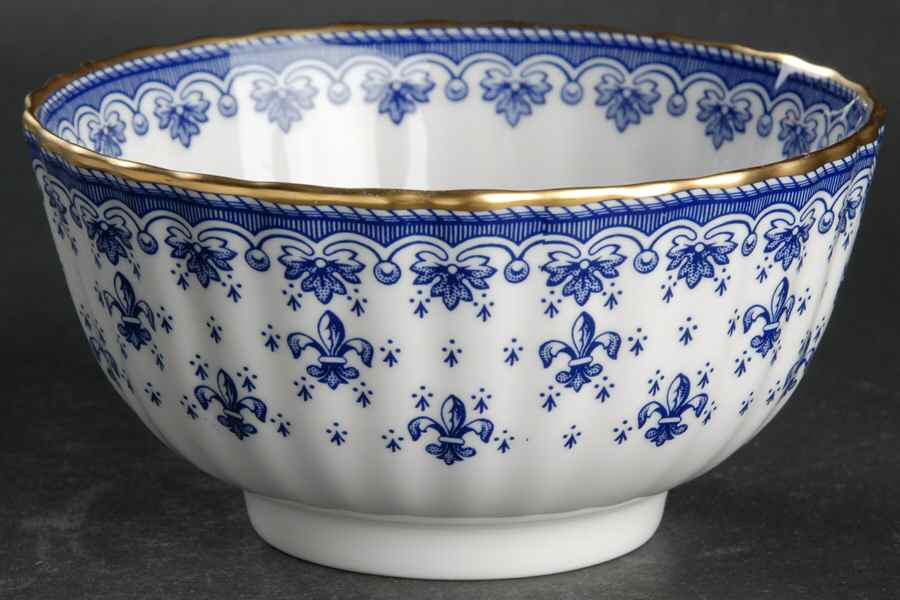 Fleur de Lys Blue (Bone, Platinum Trim) Open Sugar Bowl by Spode-1