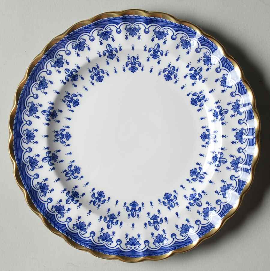 Fleur de Lys Blue (Bone, Platinum Trim) Bread & Butter Plate by Spode-1