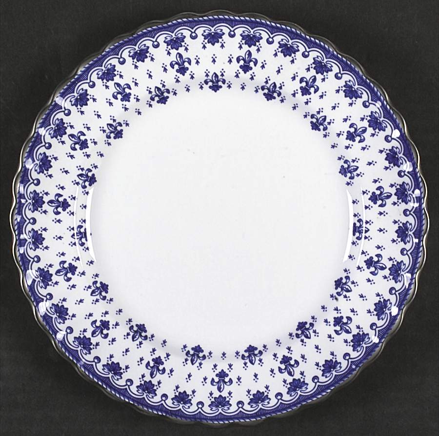 Fleur de Lys Blue (Bone, Platinum Trim) Salad Plate by Spode-1