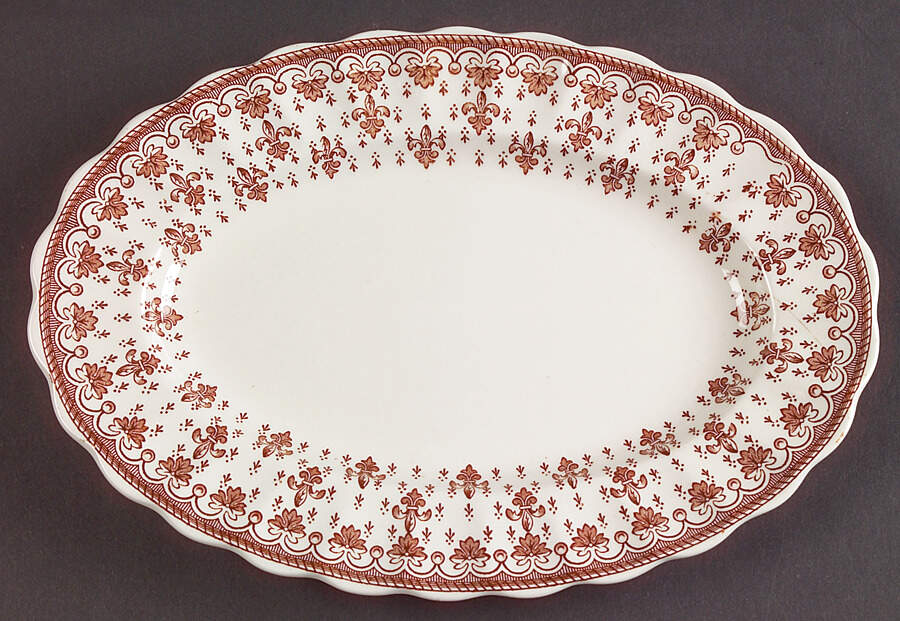 Fleur de Lys Brown (Earthenware, No Trim) Relish/Gravy Underplate by Spode-1