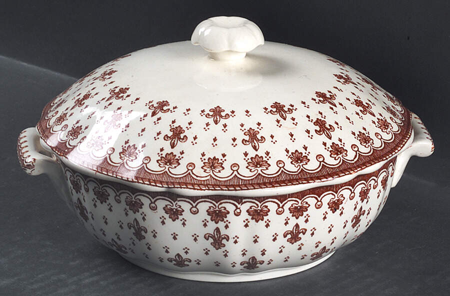Fleur de Lys Brown (Earthenware, No Trim) Mini Round Covered Vegetable by Spode-1