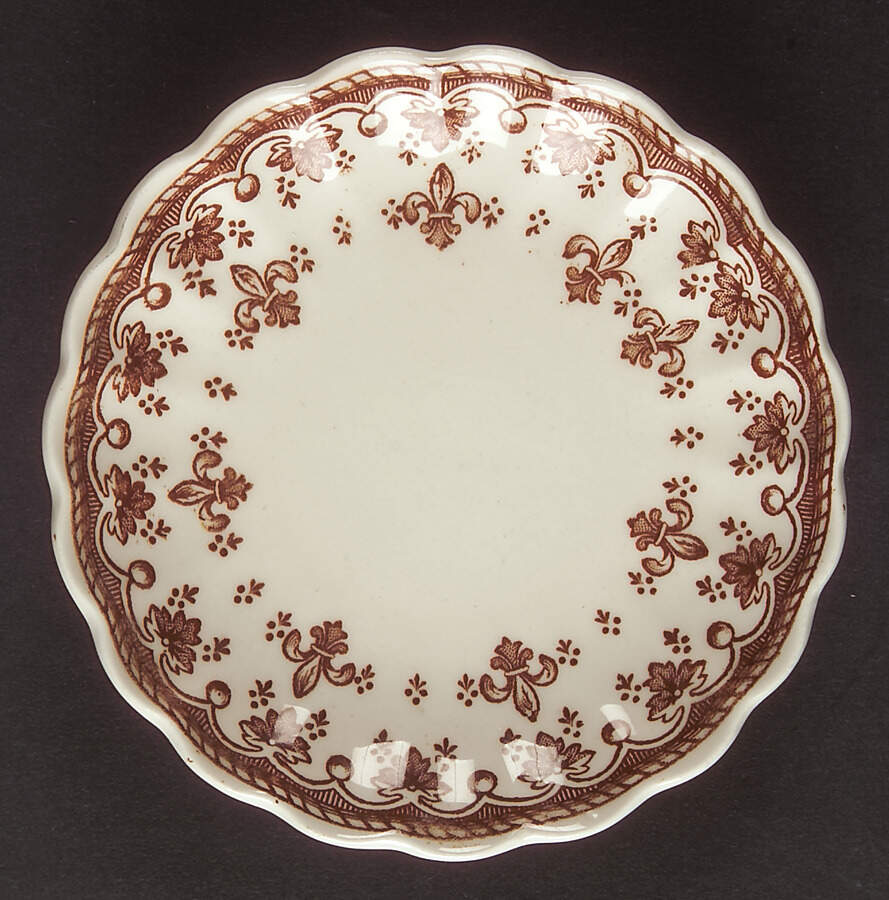 Fleur de Lys Brown (Earthenware, No Trim) Butter Pat by Spode-1