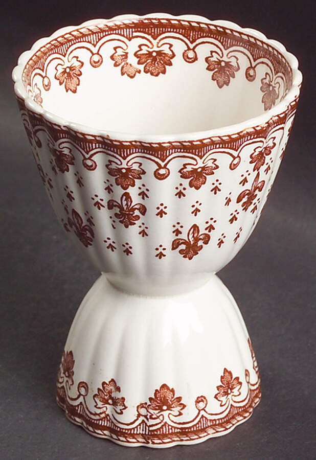 Fleur de Lys Brown (Earthenware, No Trim) Double Egg Cup by Spode-1