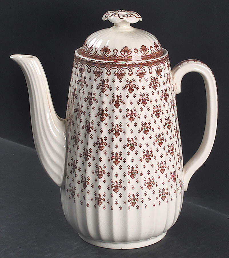 Fleur de Lys Brown (Earthenware, No Trim) Coffee Pot & Lid by Spode-1