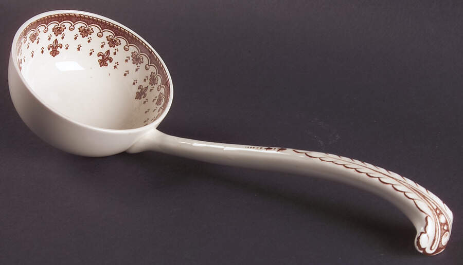 Fleur de Lys Brown (Earthenware, No Trim) Tureen Ladle by Spode-1