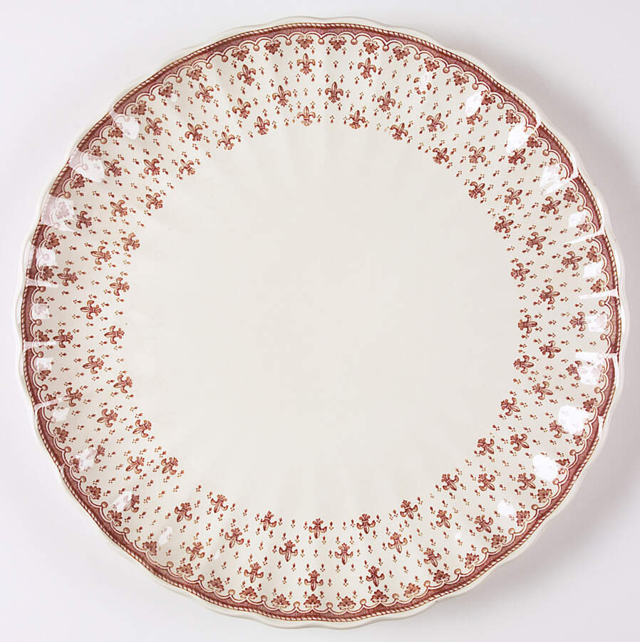 Fleur de Lys Brown (Earthenware, No Trim) Round Torte Plate by Spode-1