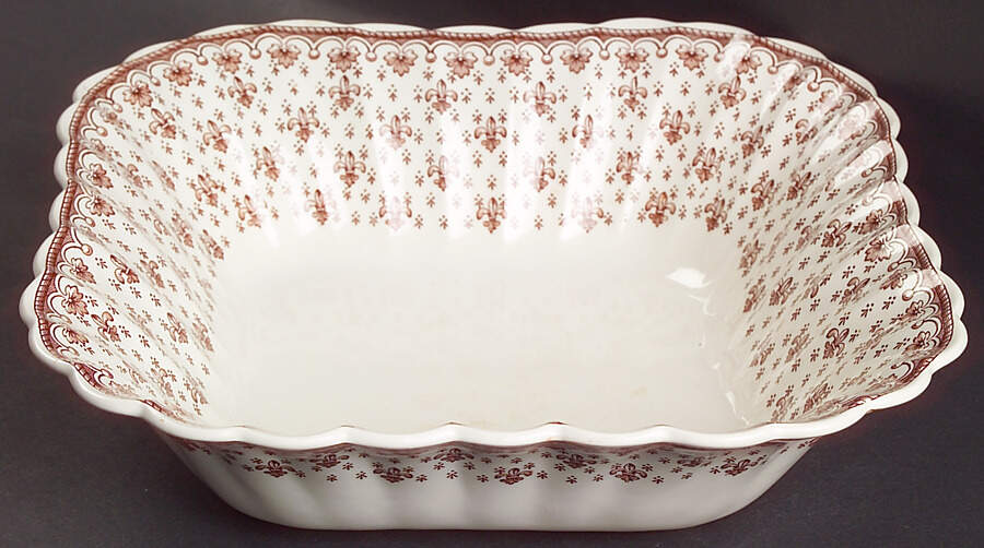 Fleur de Lys Brown (Earthenware, No Trim) 9" Square Vegetable Bowl by Spode-1