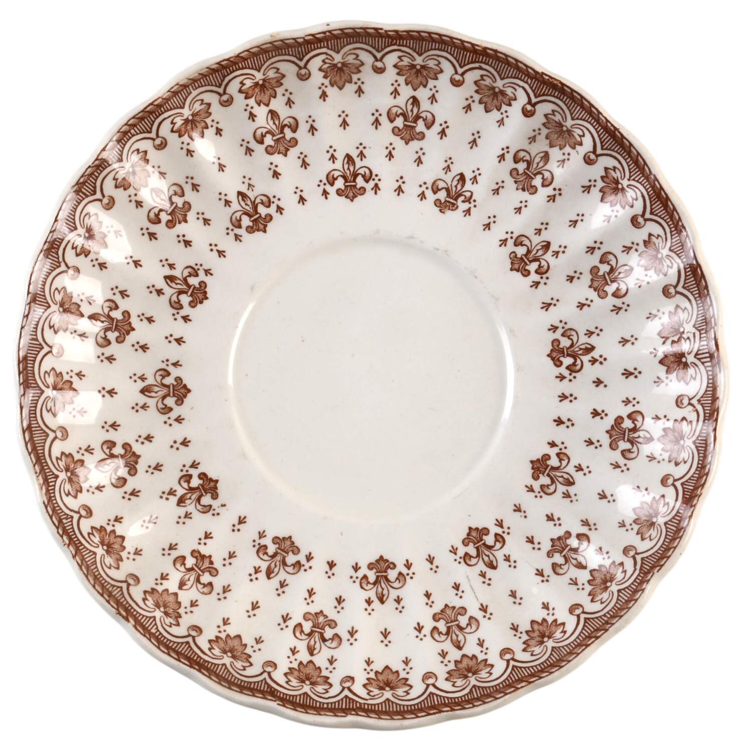 Fleur de Lys Brown (Earthenware, No Trim) Saucer for Flat Cup by Spode-1