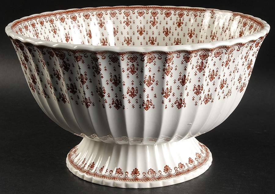 Fleur de Lys Brown (Earthenware, No Trim) Large Fruit Bowl by Spode-1