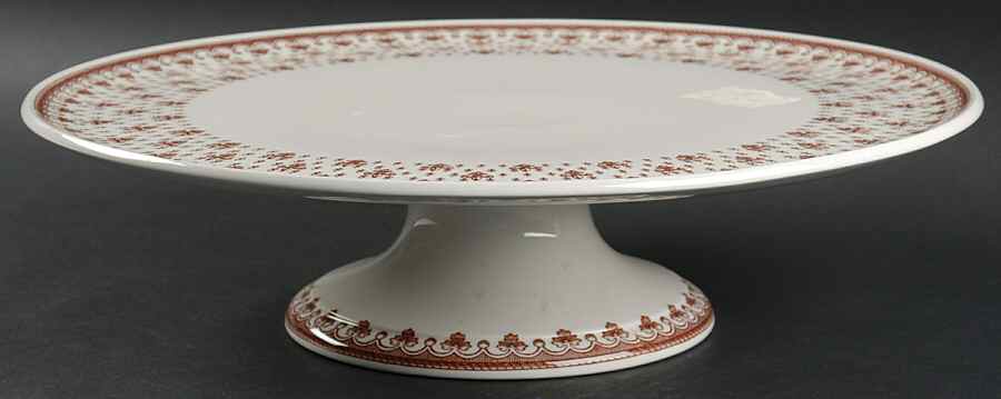 Fleur de Lys Brown (Earthenware, No Trim) 12" Diameter Pedestal Cake Stand by Spode-1