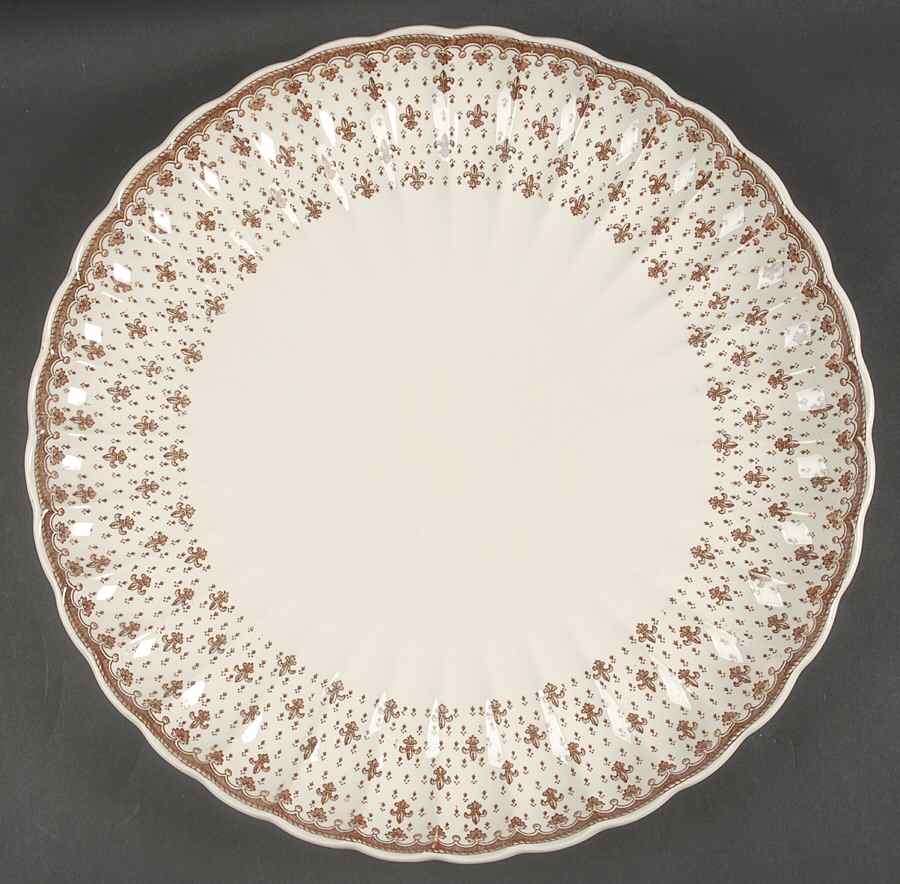 Fleur de Lys Brown (Earthenware, No Trim) 15" Round Torte Plate by Spode-1