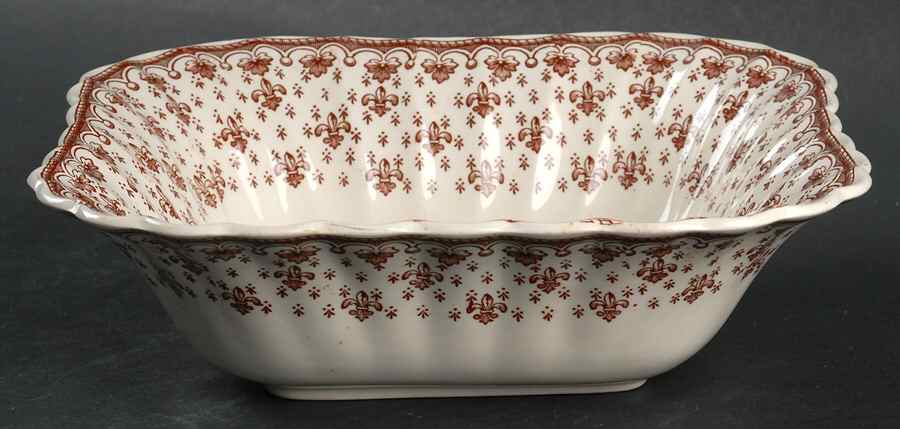 Fleur de Lys Brown (Earthenware, No Trim) 8" Square Vegetable Bowl by Spode-1