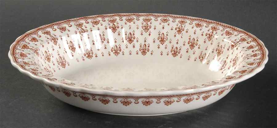 Fleur de Lys Brown (Earthenware, No Trim) 9" Oval Vegetable Bowl by Spode-1