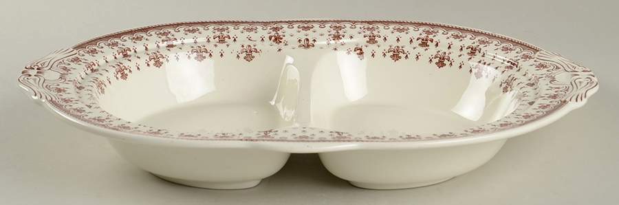 Fleur de Lys Brown (Earthenware, No Trim) Oval Covered Divided Vegetable No Lid by Spode-1
