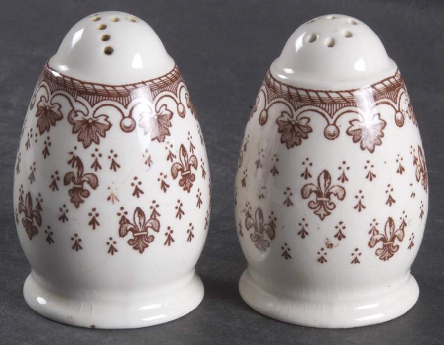 Fleur de Lys Brown (Earthenware, No Trim) Salt & Pepper Set by Spode-1