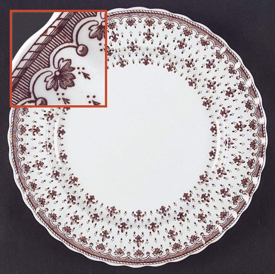 Fleur de Lys Brown (Earthenware, No Trim) Dinner Plate by Spode-1