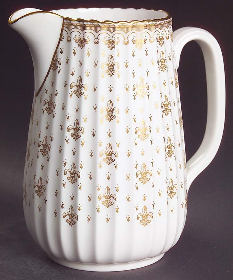 Fleur de Lys Gold (Bone, Gold Trim) 28 Oz Pitcher by Spode-1