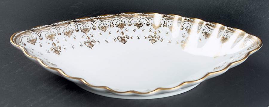 Fleur de Lys Gold (Bone, Gold Trim) Olive Dish by Spode-1