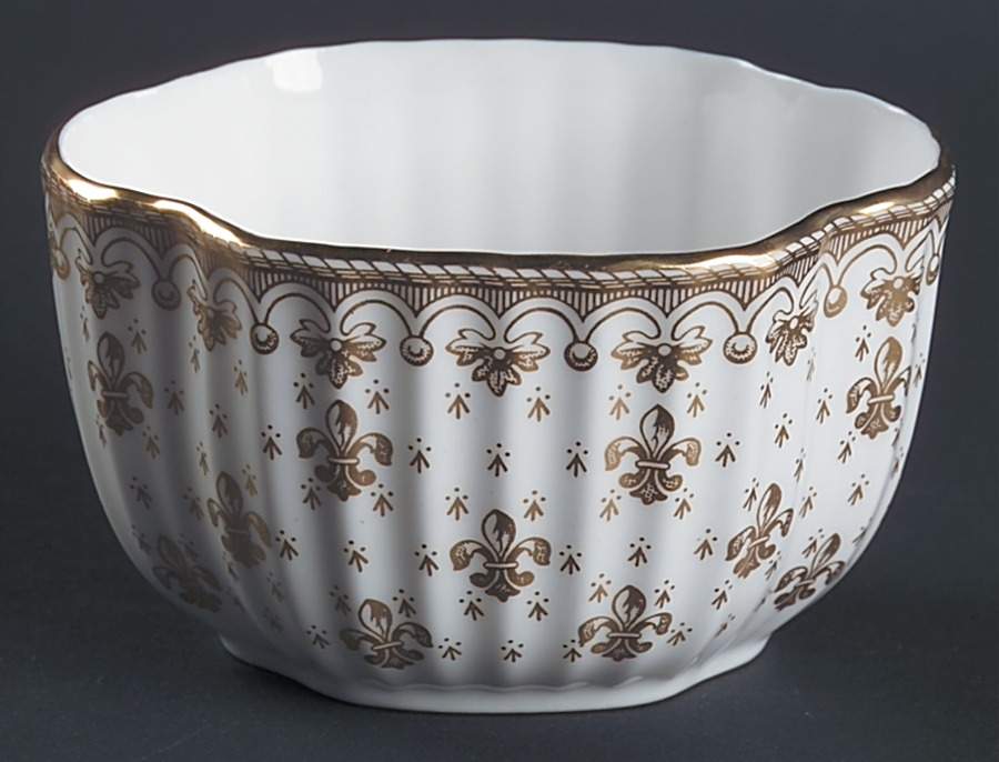 Fleur de Lys Gold (Bone, Gold Trim) Sugar Bowl No Lid by Spode-1