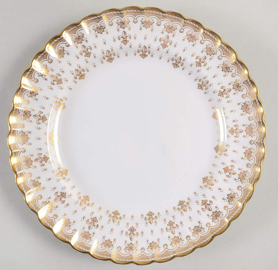 Fleur de Lys Gold (Bone, Gold Trim) Salad Plate by Spode-1