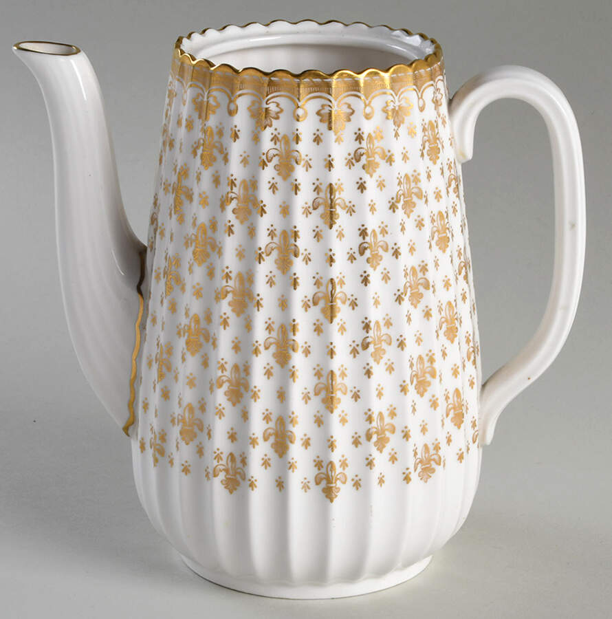 Fleur de Lys Gold (Bone, Gold Trim) Mini Coffee Pot No Lid by Spode-1