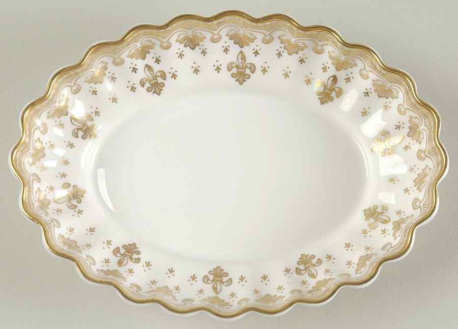 Fleur de Lys Gold (Bone, Gold Trim) Silver Tray by Spode-1