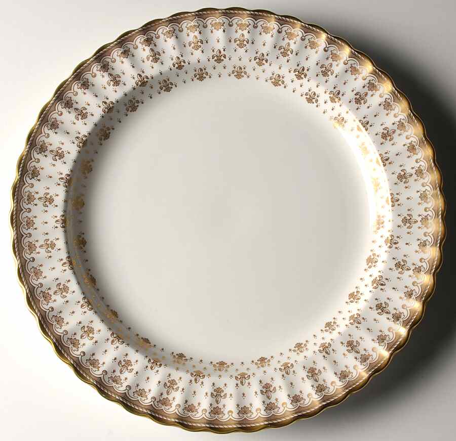 Fleur de Lys Gold (Bone, Gold Trim) 12" Chop Plate (Round Platter) by Spode-1