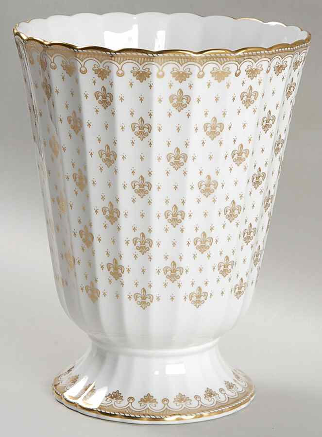 Fleur de Lys Gold (Bone, Gold Trim) 8" Vase by Spode-1