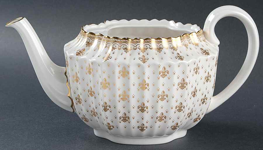 Fleur de Lys Gold (Bone, Gold Trim) Teapot No Lid by Spode-1