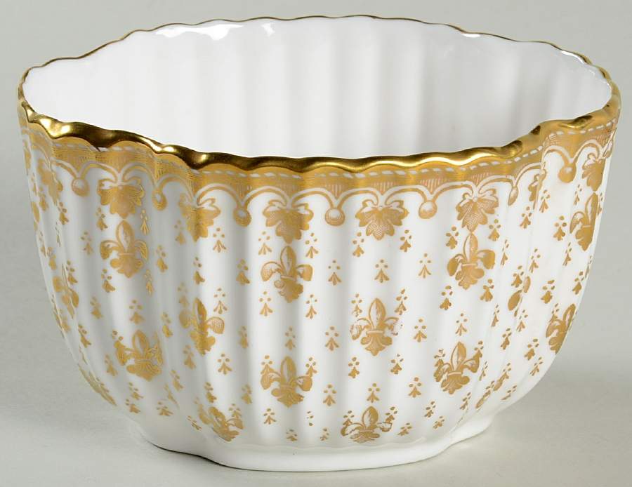 Fleur de Lys Gold (Bone, Gold Trim) Sugar Bowl No Lid by Spode-1