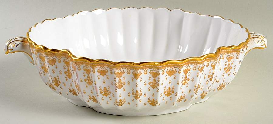 Fleur de Lys Gold (Bone, Gold Trim) Round Vegetable No Lid by Spode-1