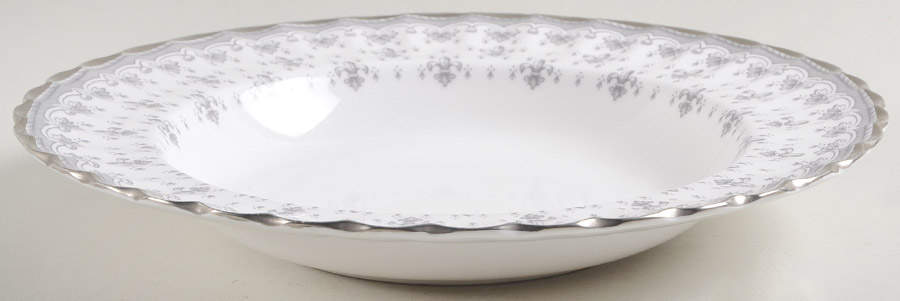 Fleur de Lys Grey (Bone, Platinum Trim) Large Rim Soup Bowl by Spode-1
