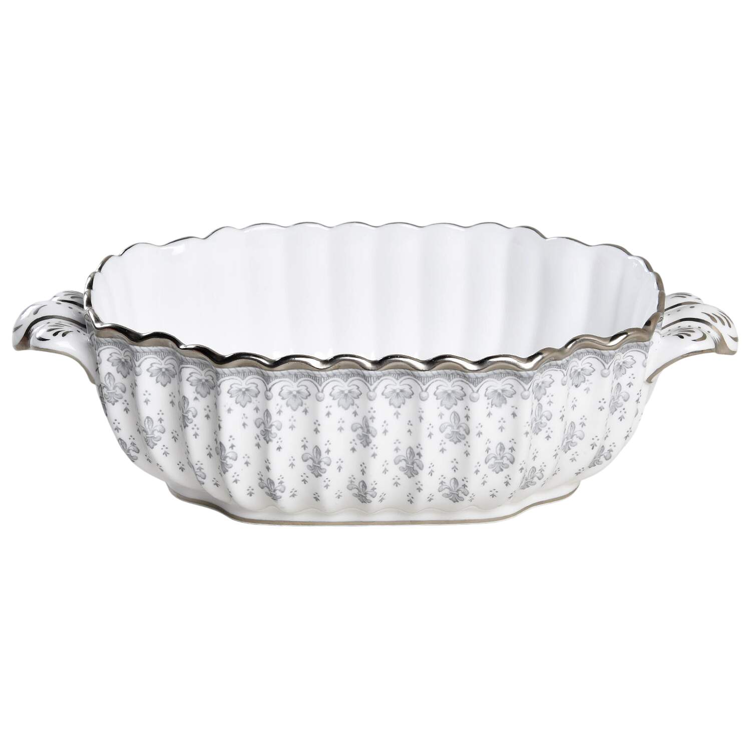 Fleur de Lys Grey (Bone, Platinum Trim) Sauce Boat No LId by Spode-1