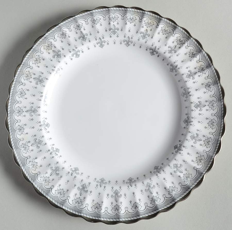 Fleur de Lys Grey (Bone, Platinum Trim) Luncheon Plate by Spode-1