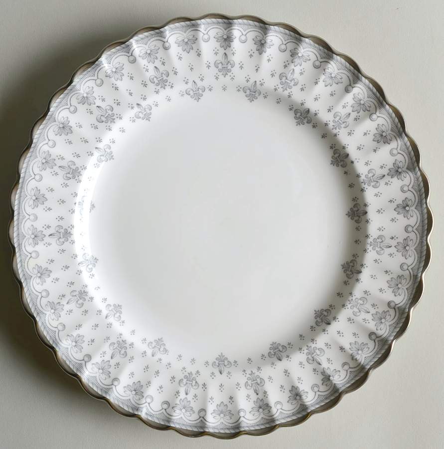 Fleur de Lys Grey (Bone, Platinum Trim) Salad Plate by Spode-1