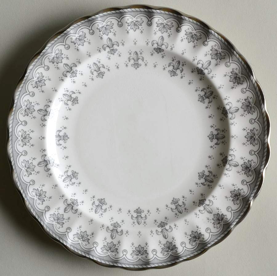 Fleur de Lys Grey (Bone, Platinum Trim) Bread & Butter Plate by Spode-1