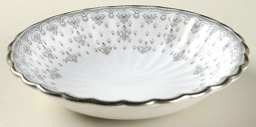 Fleur de Lys Grey (Bone, Platinum Trim) Coupe Cereal Bowl by Spode-1