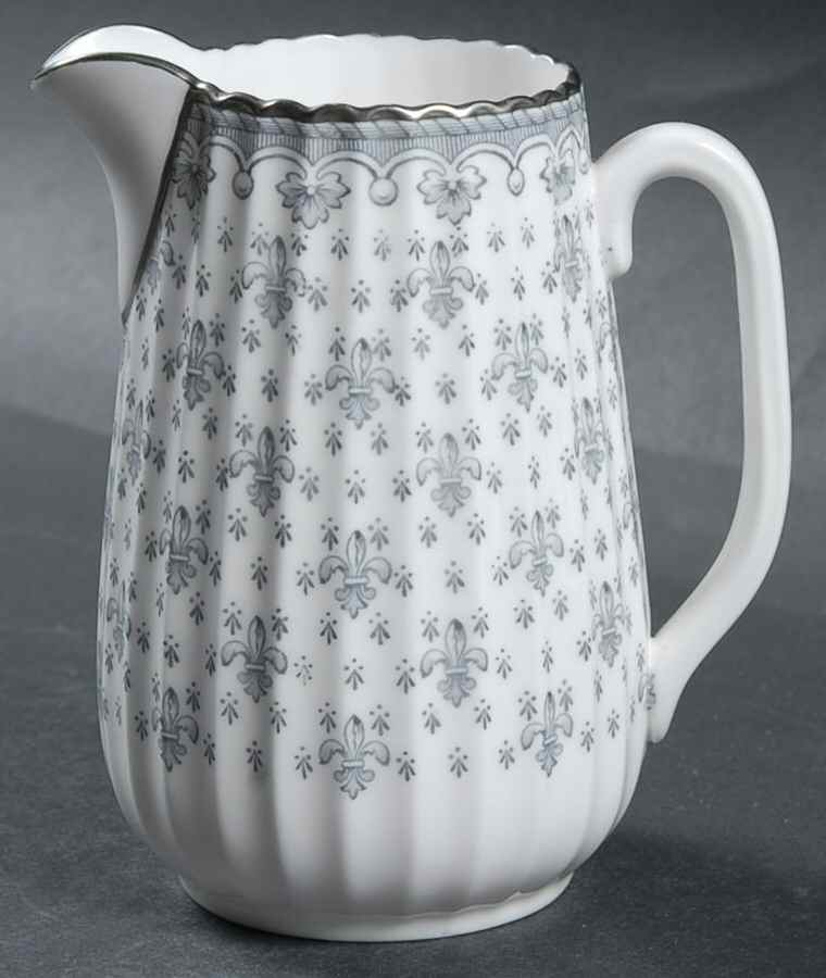 Fleur de Lys Grey (Bone, Platinum Trim) Creamer by Spode-1
