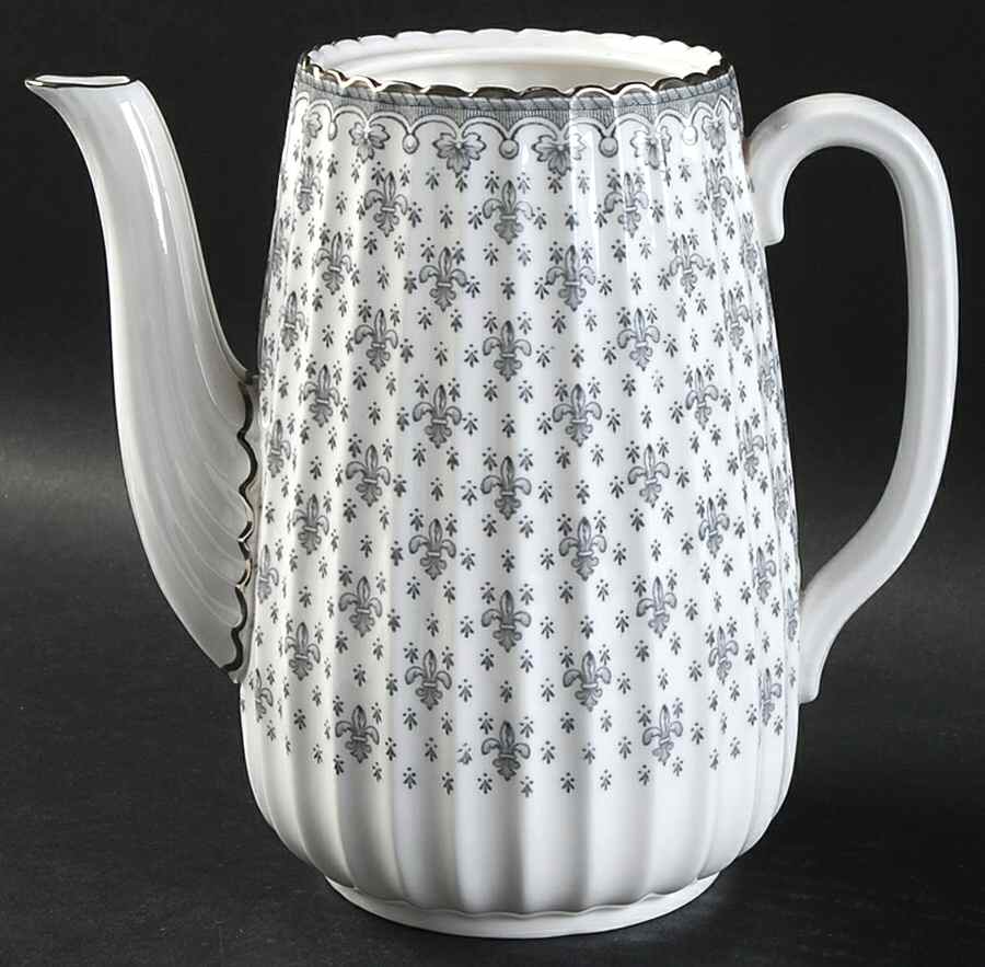 Fleur de Lys Grey (Bone, Platinum Trim) Coffee Pot No Lid by Spode-1