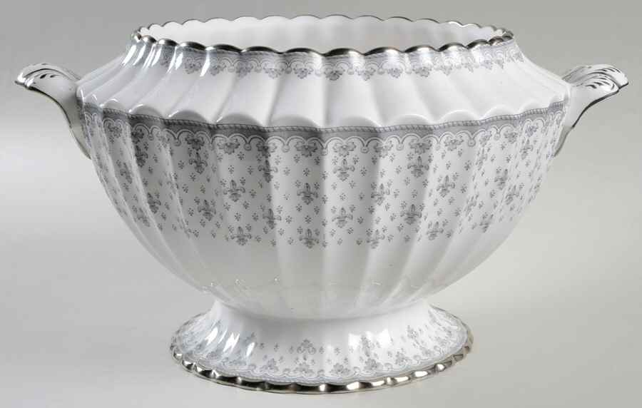 Fleur de Lys Grey (Bone, Platinum Trim) Tureen No Lid by Spode-1