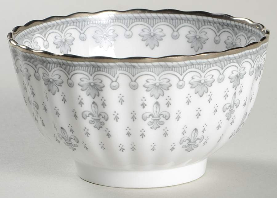 Fleur de Lys Grey (Bone, Platinum Trim) Mini Open Sugar Bowl by Spode-1