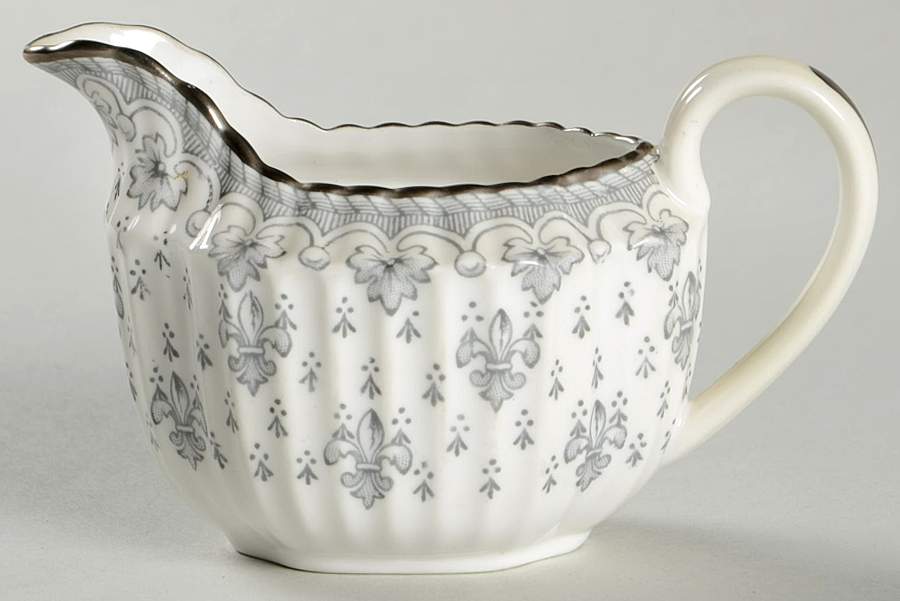 Fleur de Lys Grey (Bone, Platinum Trim) Individual Creamer by Spode-1