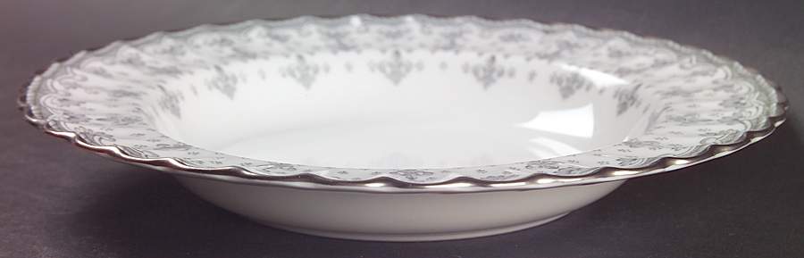 Fleur de Lys Grey (Bone, Platinum Trim) Rim Soup Bowl by Spode-1