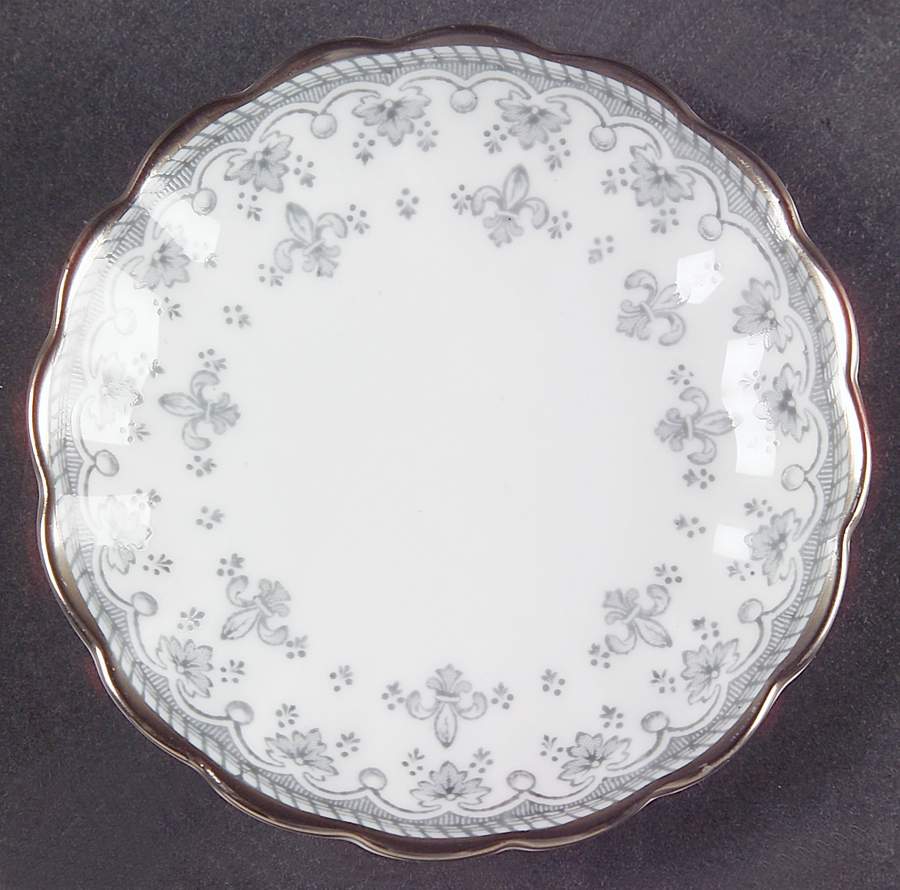 Fleur de Lys Grey (Bone, Platinum Trim) Butter Pat by Spode-1