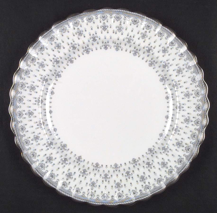 Fleur de Lys Grey (Bone, Platinum Trim) Dinner Plate by Spode-1