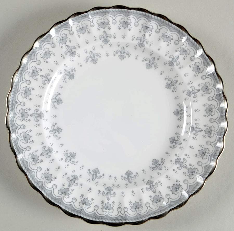 Fleur de Lys Grey (Bone, Platinum Trim) Dessert/Pie Plate by Spode-1