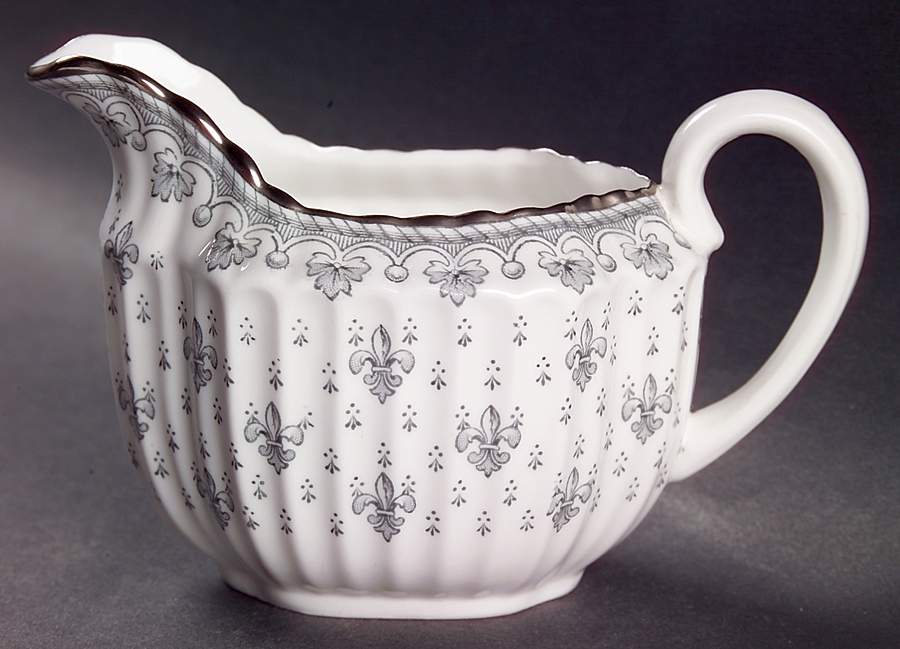 Fleur de Lys Grey (Bone, Platinum Trim) Creamer by Spode-1