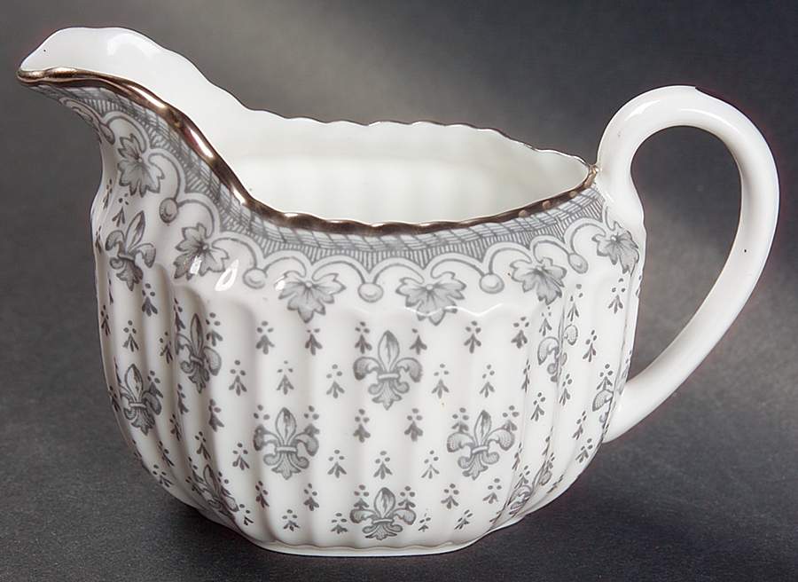 Fleur de Lys Grey (Bone, Platinum Trim) Mini Creamer by Spode-1