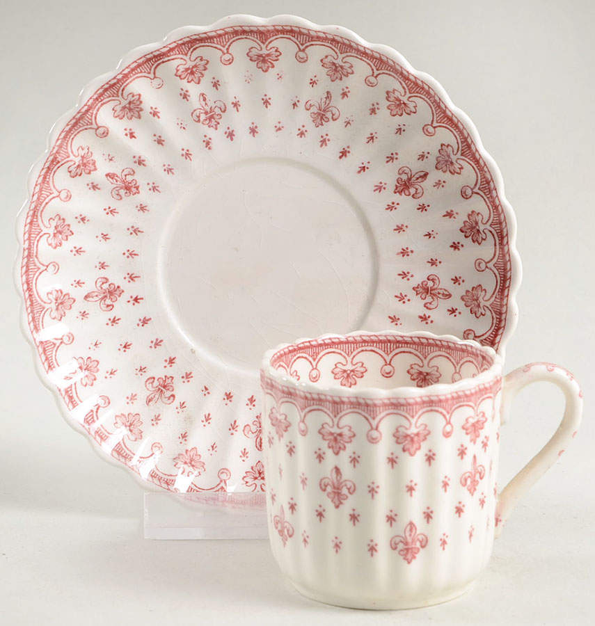 Fleur de Lys Red (Earthenware, No Trim) Flat Demitasse Cup & Saucer Set by Spode-1