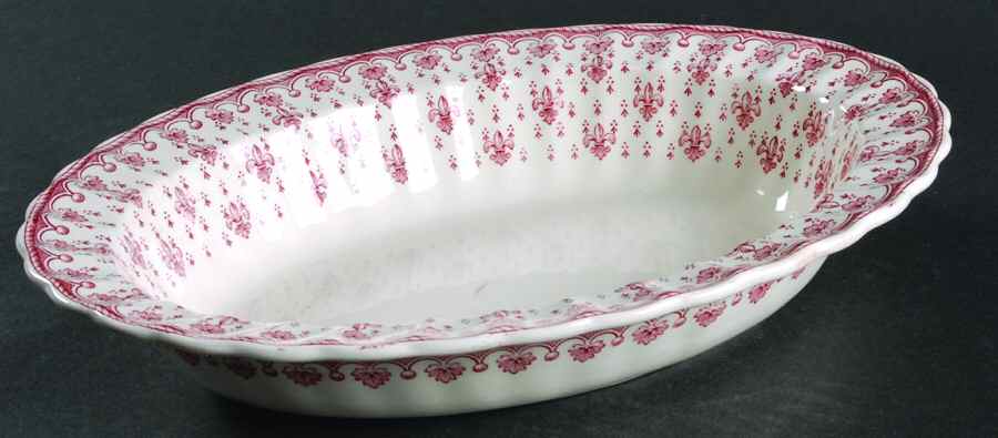 Fleur de Lys Red (Earthenware, No Trim) 10" Oval Vegetable Bowl by Spode-1